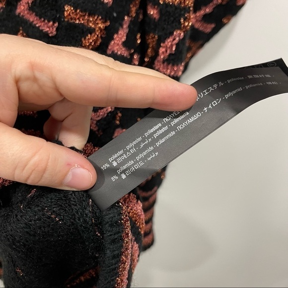 Zara Knit Metallic Z Logo Sweater Tunic Oversized V-Neck Small Blogger Favorite - Picture 6 of 8